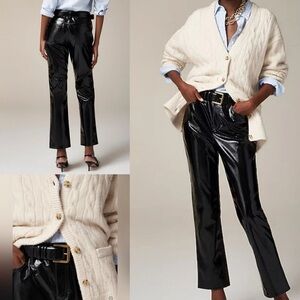 NWT j. Crew Classic straight pant black faux leather size 29 cocktail holiday